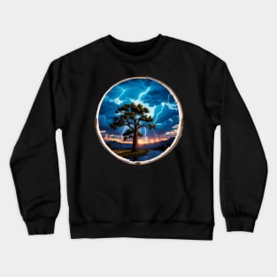 A Tree and Lightning Strikes Crewneck Sweatshirt